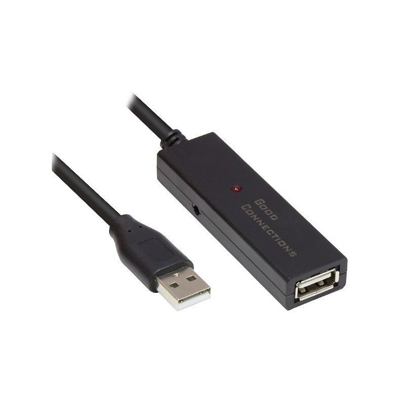 Good Connections USB 2.0 Aktives Verlängerungskabel 10m St. A a Bu. A Nero